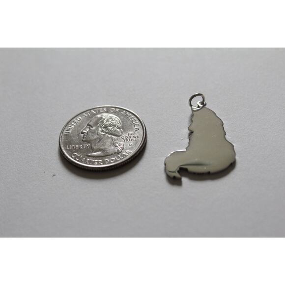 Sterling Silver Fox Charm Necklace, Silver Fox Charm Pendant - Picture 5 of 5